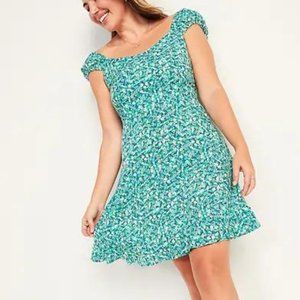 Old Navy Floral Fit & Flare Puff-Sleeve Dress for Women New